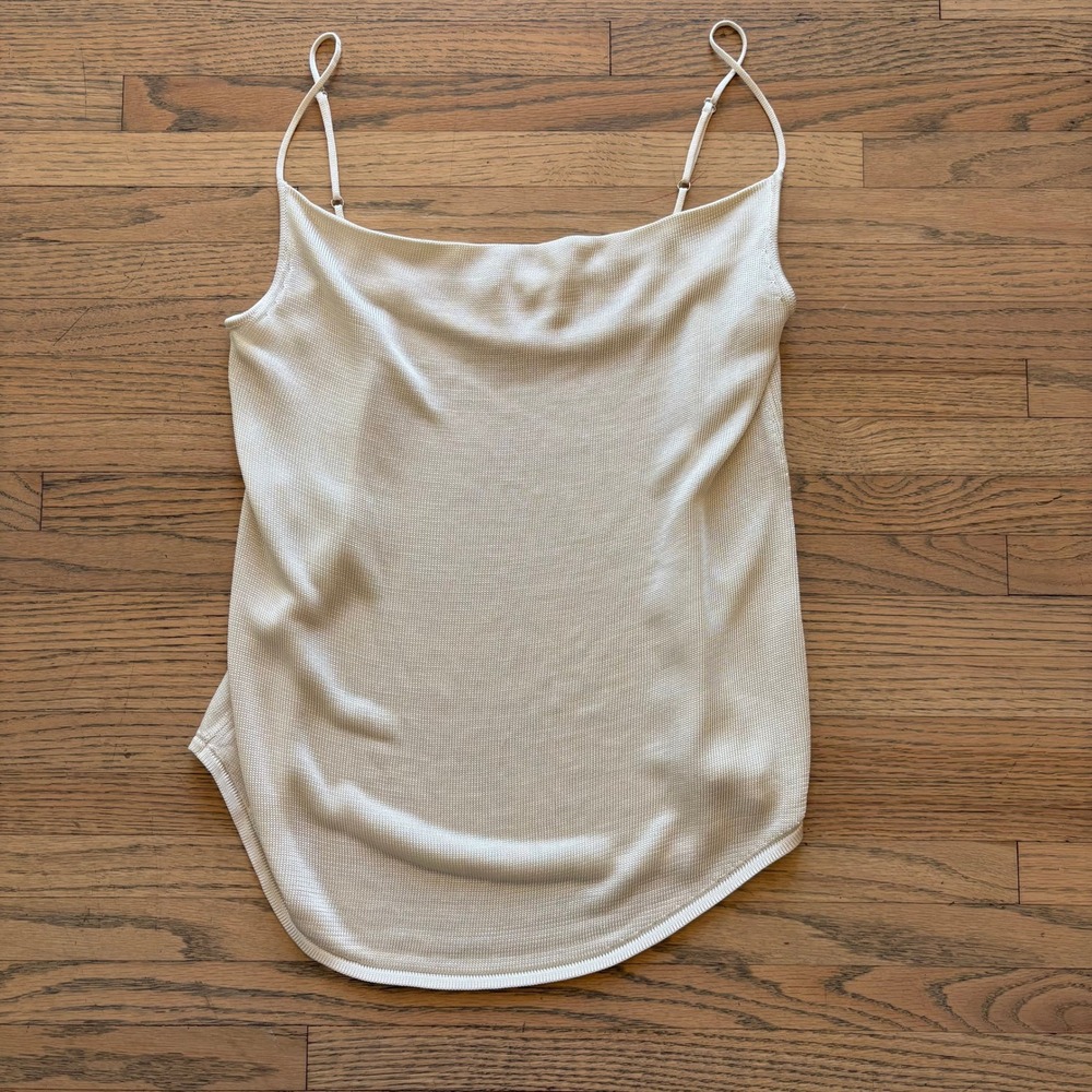 Cinq a Sept Women Ivory Knit Cami Tank Top‎ Adjustable Straps Size S Small